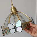 Antique brass butterfly glass led wall lights bedroom sconce