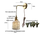 Antique brass ceramic led wall light bedroom sconce with cutouts