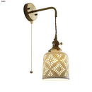 Antique brass ceramic led wall sconce with floral shade for bedroom