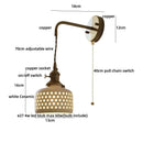 Antique brass ceramic led wall sconce with floral shade for bedroom