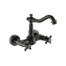 DecorBites™ Brass Ceramic Wall Mount Faucet for Bathroom Washbasin - Double Handle Cold Hot Water