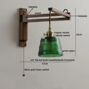 Antique brass ceramic walnut wall sconce with scalloped shade bedroom