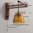 Antique brass ceramic walnut wall sconce with scalloped shade bedroom