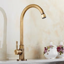Antique brass classic cold water kitchen faucet with curved spout