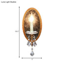 Antique brass clear crystal wall sconce bedroom candle light