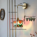 Antique brass clear flower acrylic wall lamp for bedroom stair light
