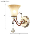 Antique brass & cream lodge style bell wall sconce bedroom crystal