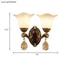 Antique brass crystal drop wall lamp bedroom sconce with e12 e14 base