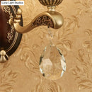 Antique brass crystal drop wall lamp bedroom sconce with e12 e14 base