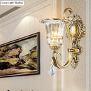 Antique brass crystal drop wall sconce bedroom led light