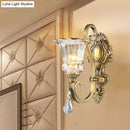 Antique brass crystal drop wall sconce bedroom led light