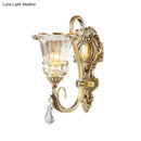 Antique brass crystal drop wall sconce bedroom led light