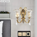 Antique brass crystal drop wall sconce bedroom led light