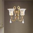 Antique brass crystal drop wall sconce bedroom led light