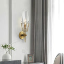 Antique brass crystal glass wall light for bedroom and bath