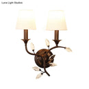 Antique brass crystal leaf wall mount lamp bedroom sconce