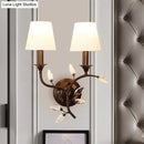 Antique brass crystal leaf wall mount lamp bedroom sconce
