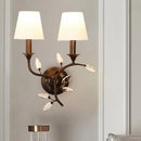 Antique brass crystal leaf wall mount lamp bedroom sconce