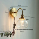 Antique brass crystal led wall sconce bedroom pull chain light