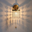 Antique brass crystal led wall sconce bedroom pull chain light