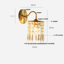 Antique brass crystal led wall sconce bedroom pull chain light