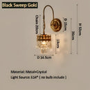 Antique brass crystal wall lamp bedroom luxury sconce