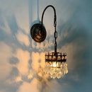 Antique brass crystal wall lamp bedroom luxury sconce