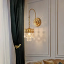 Antique brass crystal wall lamp bedroom luxury sconce