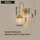 Antique brass crystal wall lamp bedroom luxury sconce