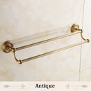Antique brass double towel bar bathroom rack with ornate base