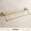 Antique brass double towel bar bathroom rack with ornate base