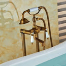 Antique brass dual ceramic handle freestanding tub faucet bathroom