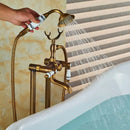 Antique brass dual ceramic handle freestanding tub faucet bathroom