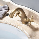 Antique brass dual handle basin faucet bathroom vanity sink