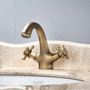 Antique brass dual handle basin faucet bathroom vanity sink