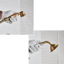 Antique brass dual handle floor mount bath set with handshower bathroom