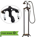 Antique brass dual handle floor mount bath set with handshower bathroom