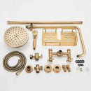 Antique brass dual handle shower faucet set with shelf bathroom