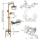 Antique brass dual handle shower faucet set with shelf bathroom
