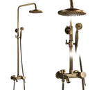 Antique brass dual handle shower faucet set with shelf bathroom