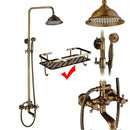 Antique brass dual handle shower faucet set with shelf bathroom