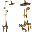 Antique brass dual handle shower faucet set with shelf bathroom