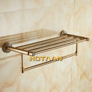DecorBites™ Brass Bath Towel Rack Square Double Towel Shelf Bathroom Accessories