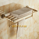 DecorBites™ Brass Bath Towel Rack Square Double Towel Shelf Bathroom Accessories
