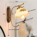 Antique brass floral frosted glass led wall lights bedroom sconce