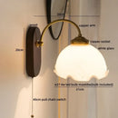 Antique brass floral frosted glass led wall lights bedroom sconce