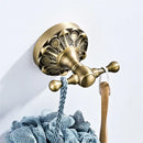 Antique brass floral hardware set bathroom double tier towel rack