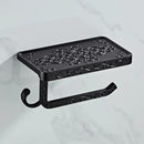 Antique brass floral toilet paper holder with phone rack bathroom
