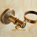 Antique brass floral towel ring soap dispenser holder bathroom accessory