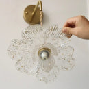 Antique brass flower glass led wall light bedroom sconce with pull chain